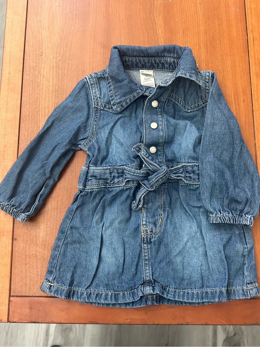 OshKosh B'gosh Classic Blue Denim Jacket Dress with Tie Waist